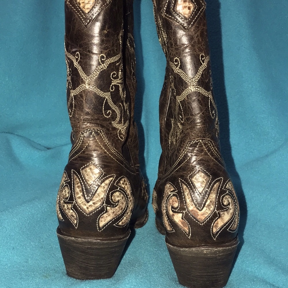 Stetson Handmade Python inlay distressed leather - Picture 4 of 10